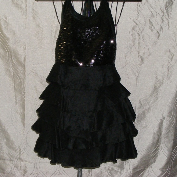 BE BE Black Cascading Ruffles Dress Size M EC - Picture 4 of 7